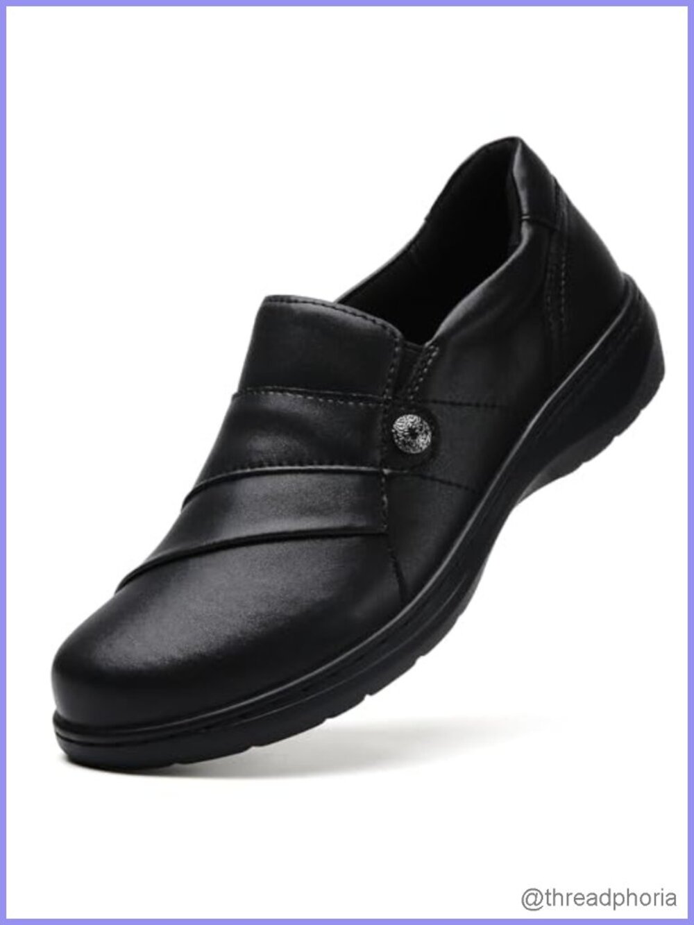 Women's Leather Penny Loafers Comfortable Slip-On Work Flats